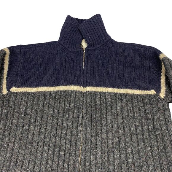 J.CREW Sweater Mens Medium Gray Knit 100% Wool Long Sleeve Full Zipper Outdoor - Picture 12 of 15